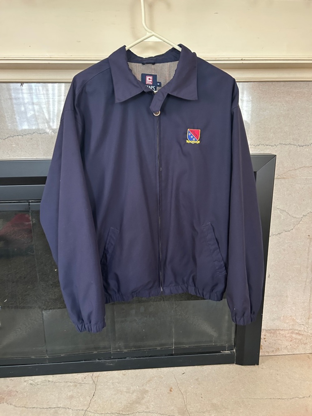 Ralph Lauren Navy Zip-Front Bomber Jacket with Crest Patch